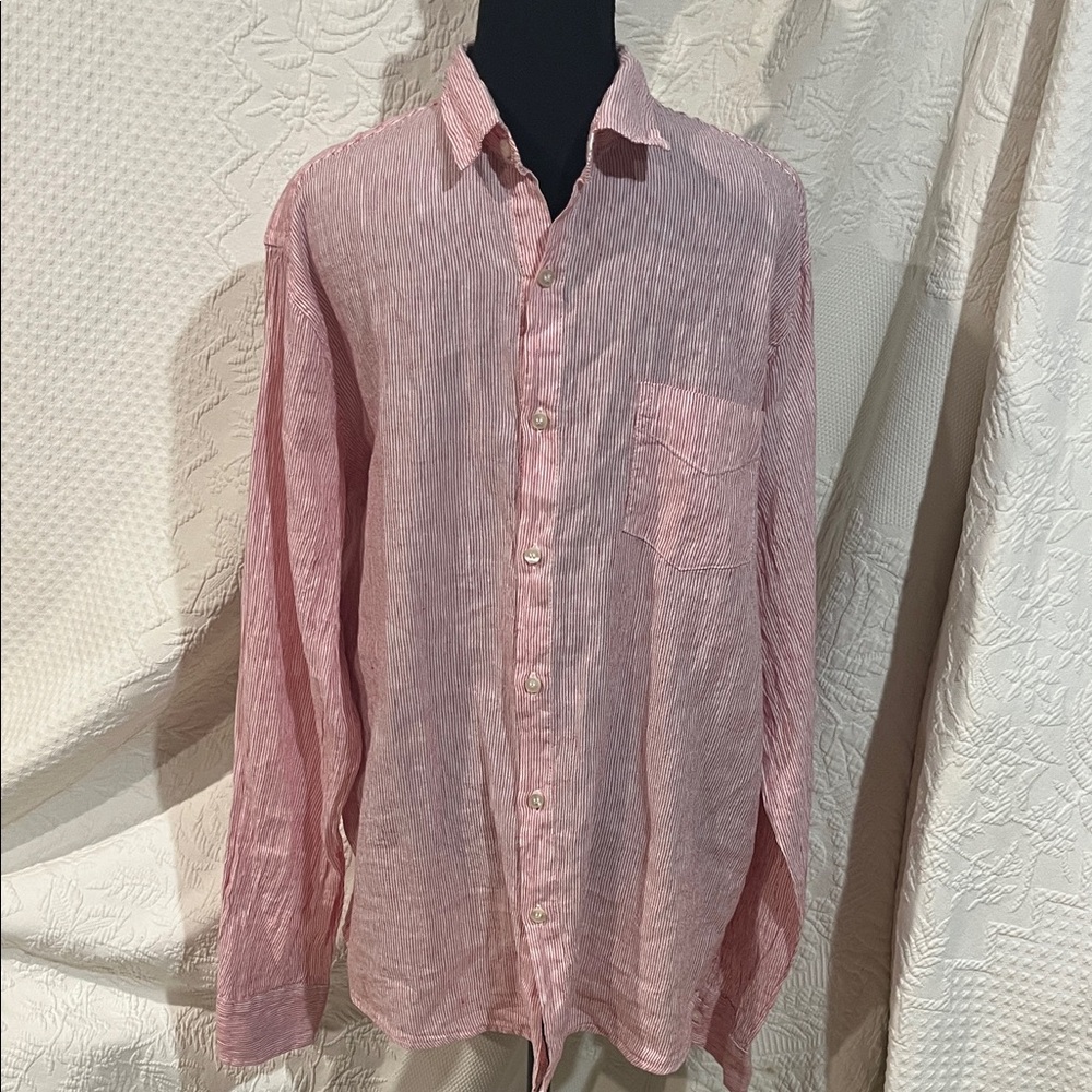 Haris Cotton‎ Linen Blend long sleeve button down shirt, size large, NWT